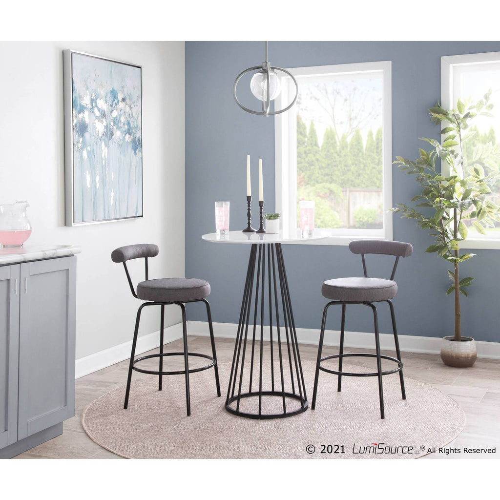 Black Steel Charcoal Fabric Counter Stool, Set of 2 C709209