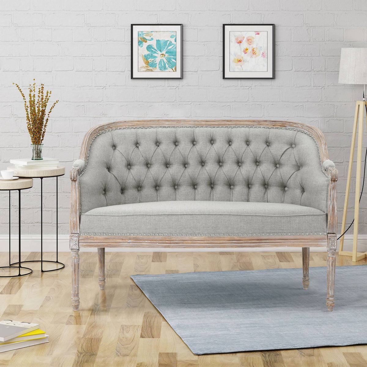 Tufted Loveseat Light Gray W544022