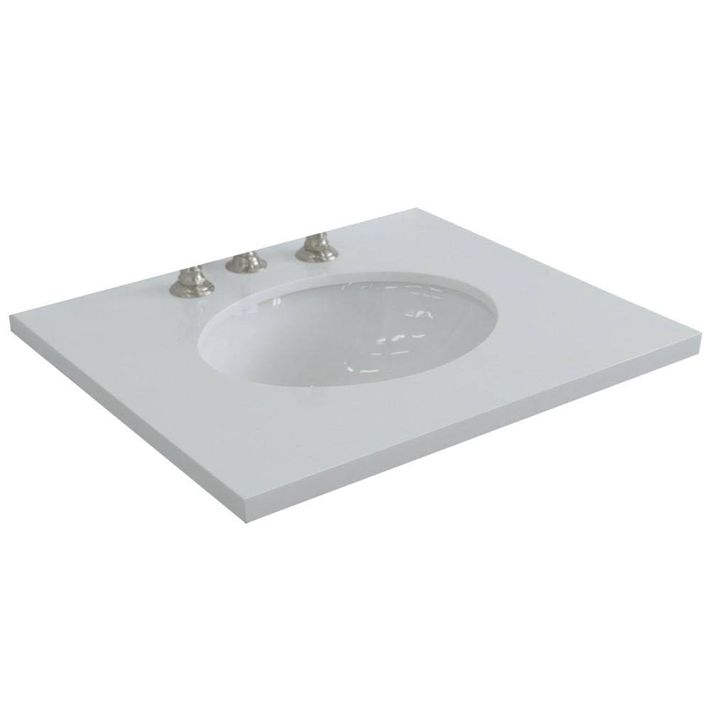 White Carrara Top Single Oval Sink T477