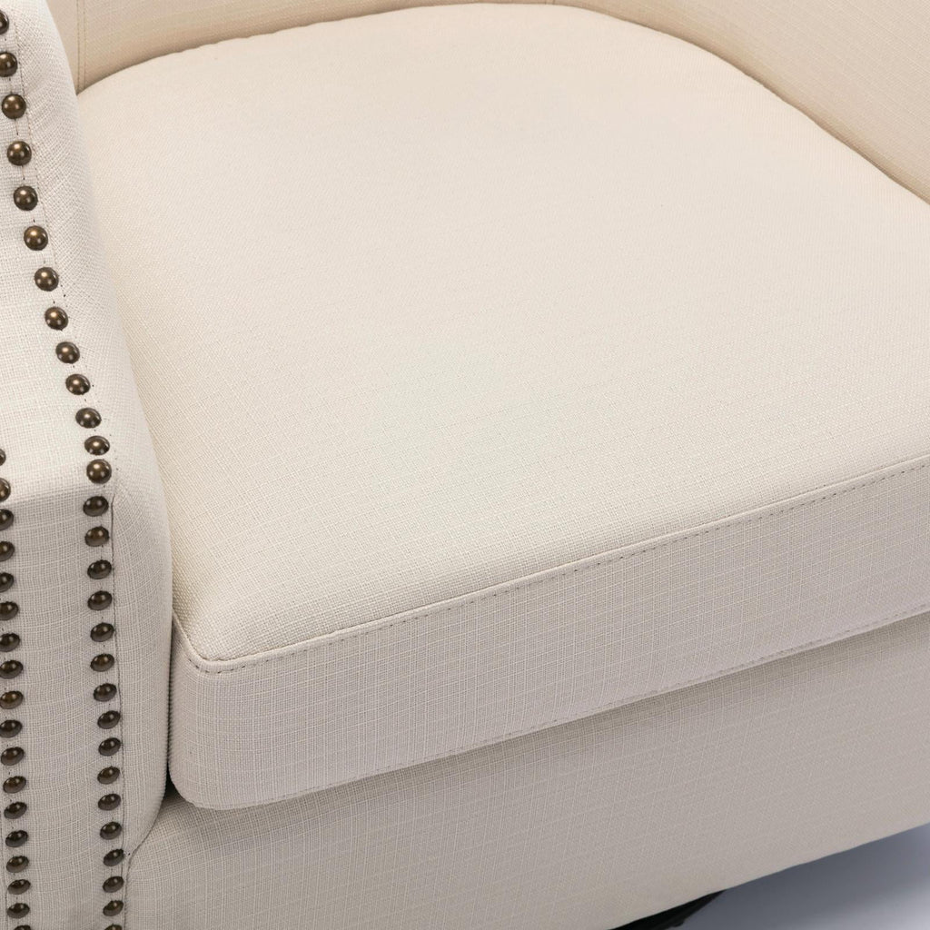 Sky Blue Polyester Linen Swivel Barrel Accent Chair I45314