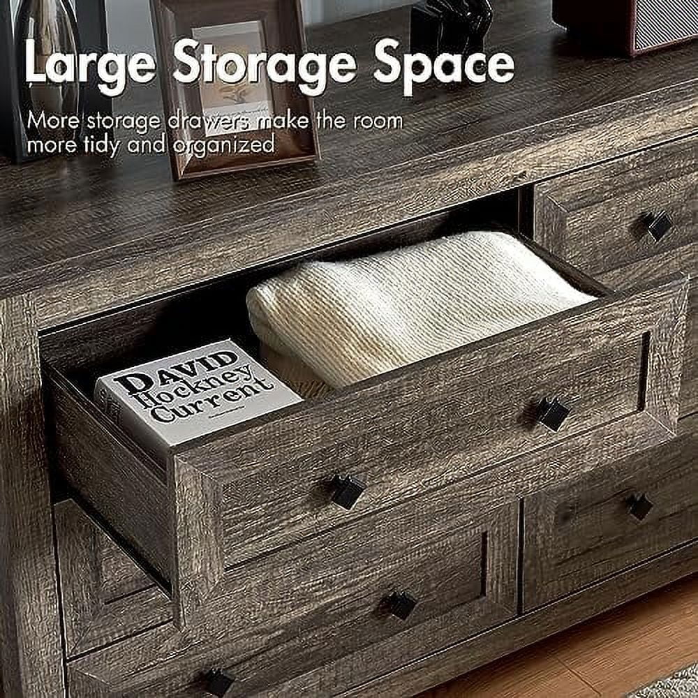 6 Drawer Wood Dresser Dark Oak B6701