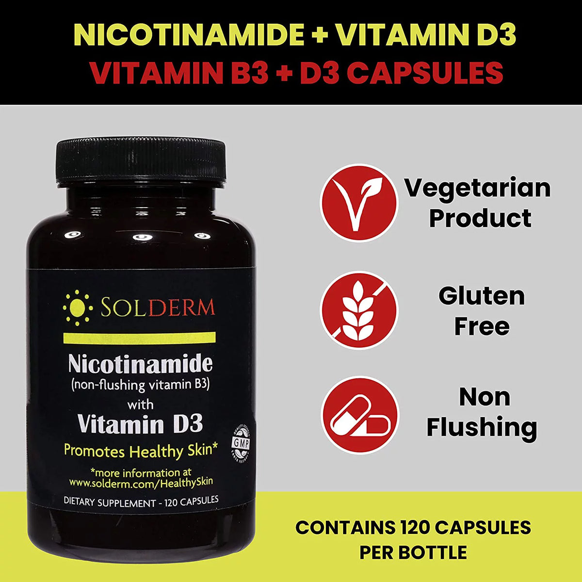 Nicotinamide with Vitamin D3 & B3 120 Capsules X2240