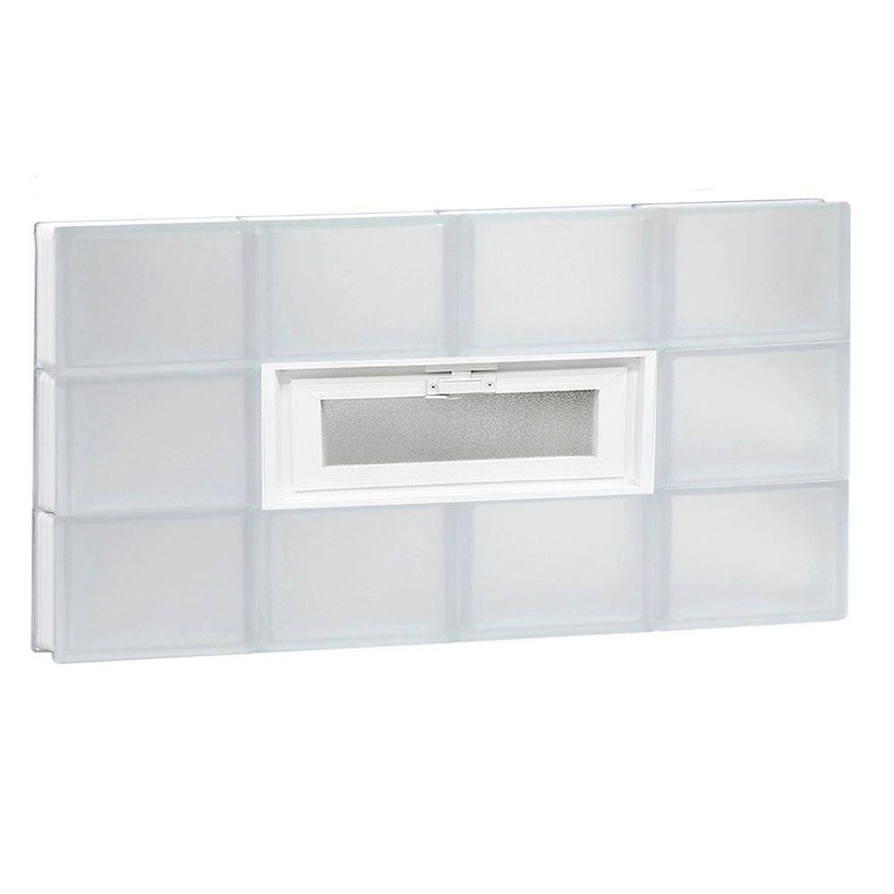 Frameless Vented Frosted Glass Block Window Y22640