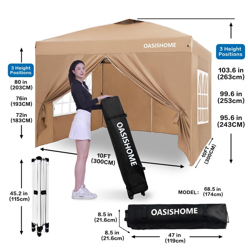 10'x10' Black Portable Canopy Tent with 4 Sidewalls F3194