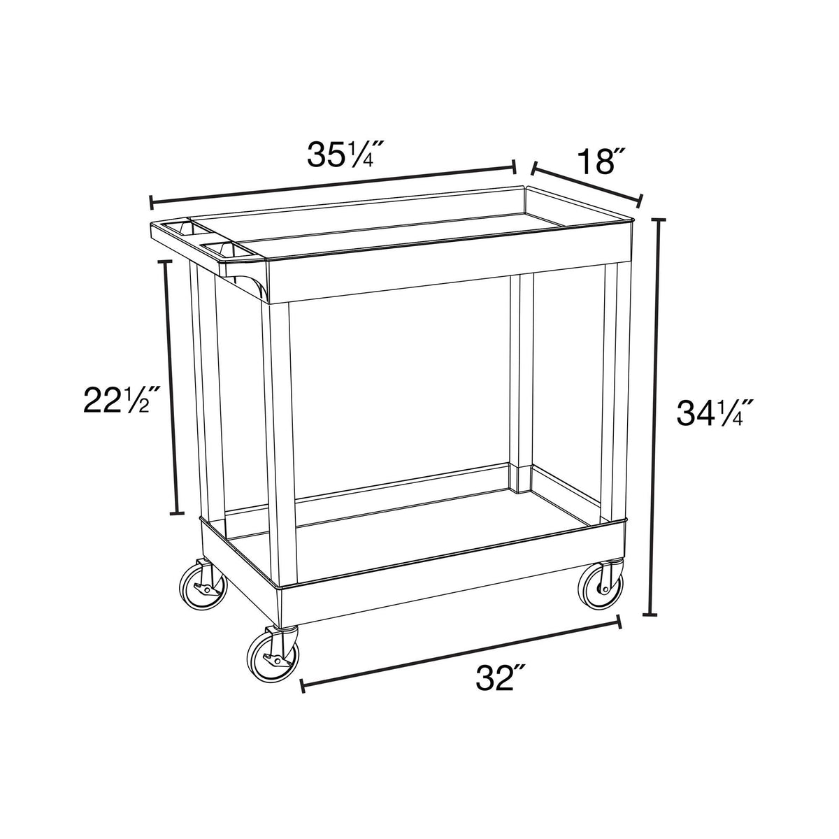 2-Shelf Tub Cart Gray R35307