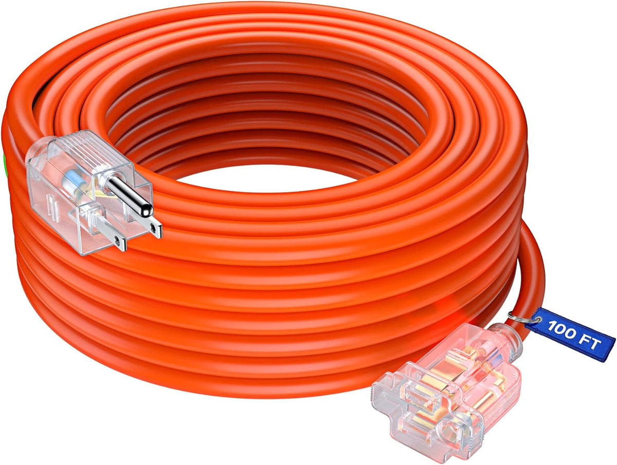 Orange 100 Feet 14 Gauge Heavy Duty Outdoor Extension Cord S1328