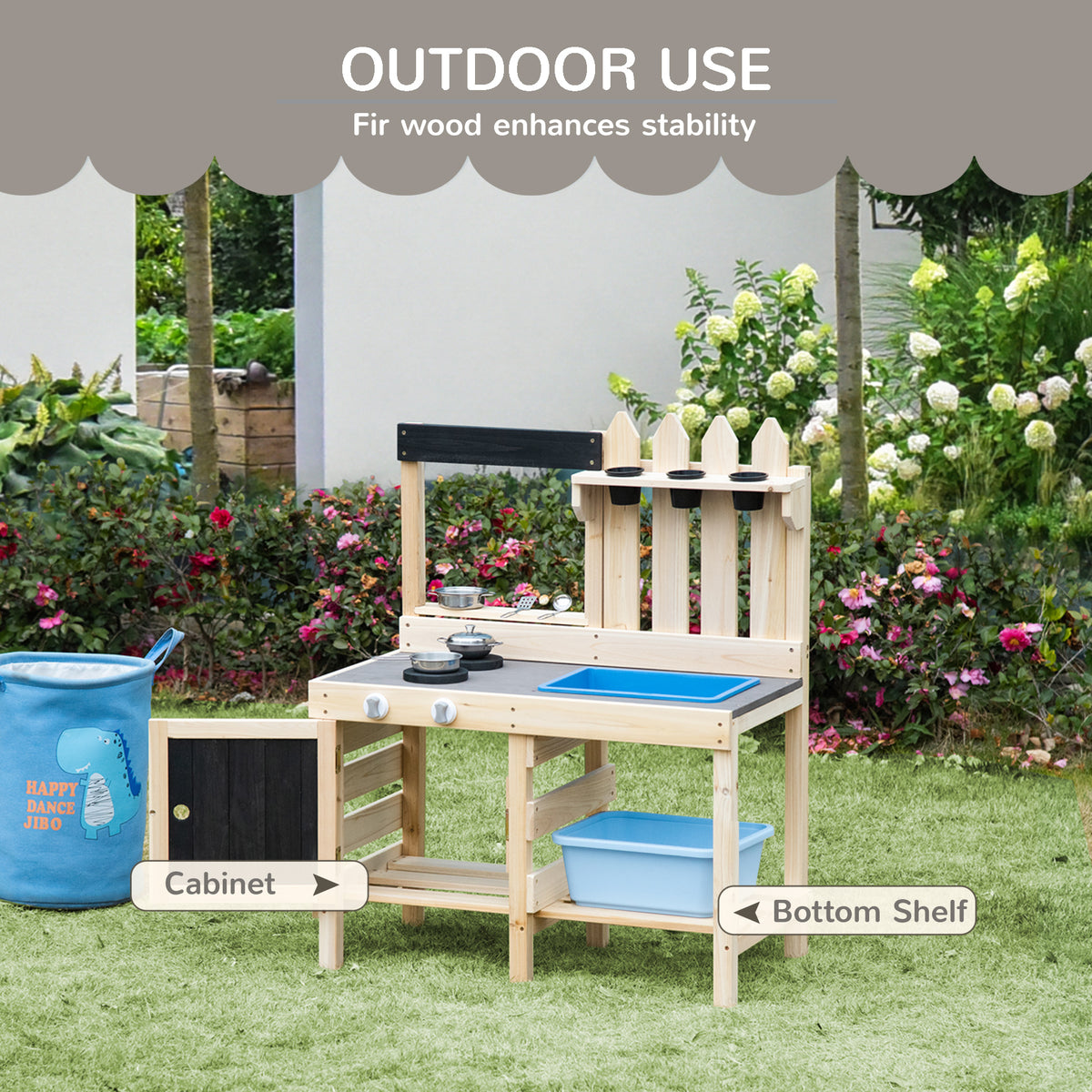 Outdoor Wooden Kitchen Play Set with Removable Sink M581