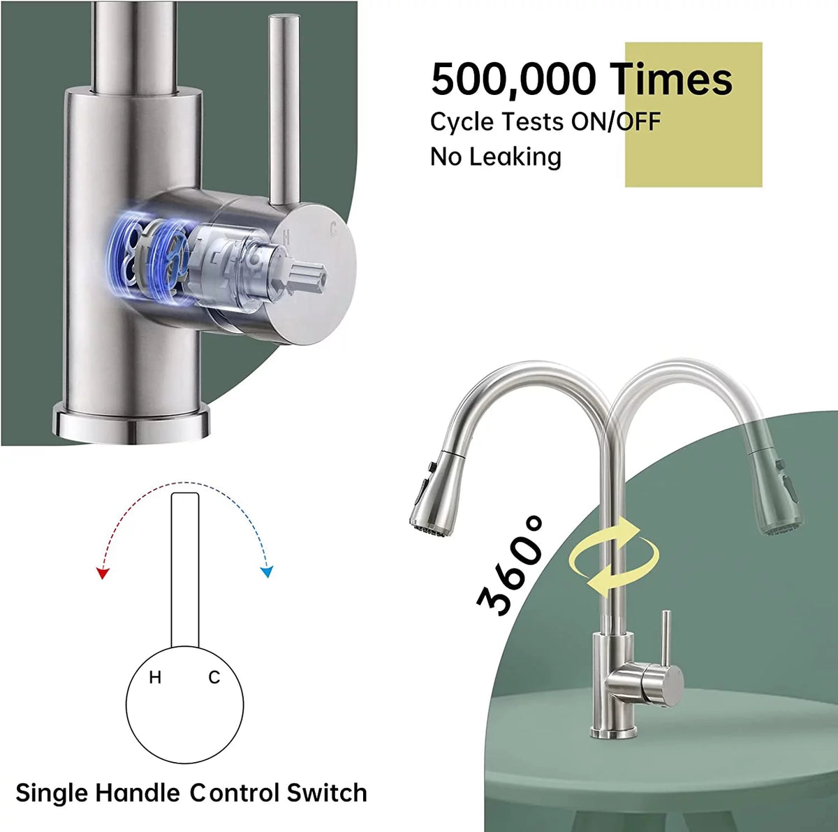 Brushed Nickel Pull Down Kitchen Faucet A127077