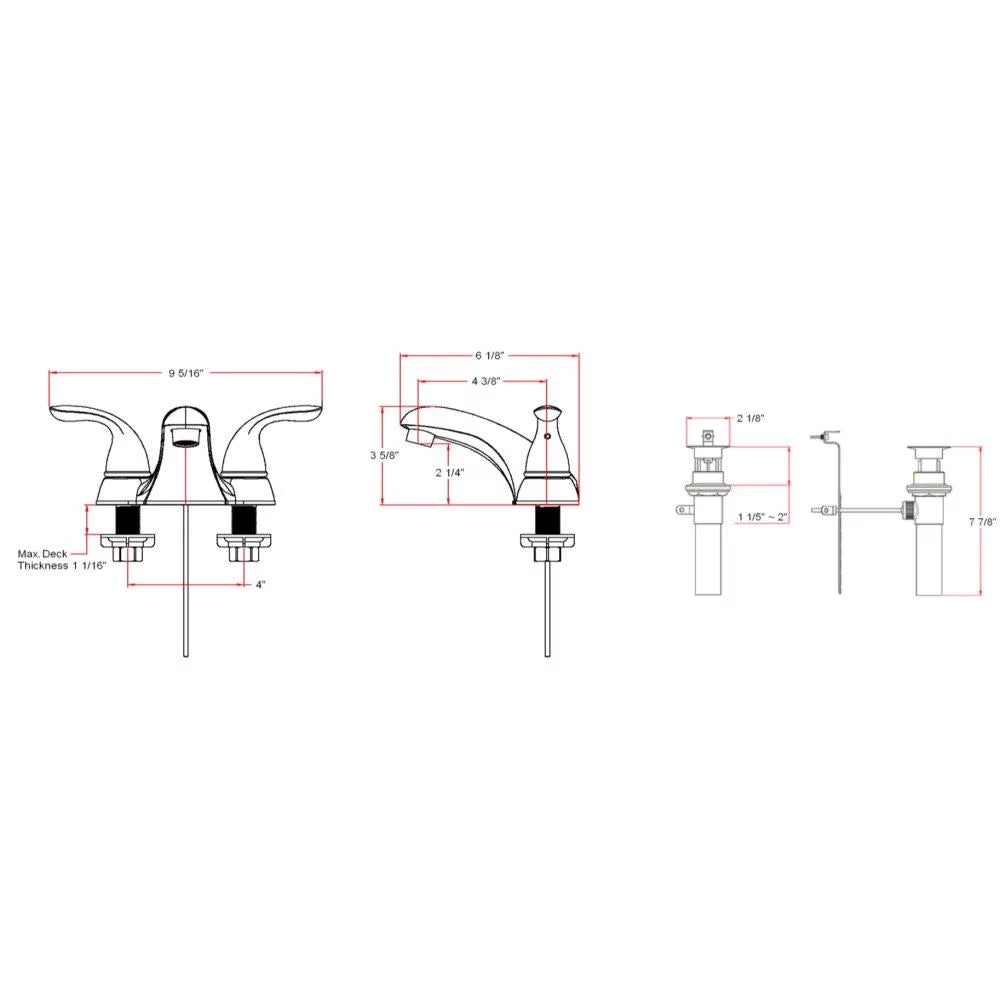 2-Handle Centerset Bathroom Faucet in Chrome V34748