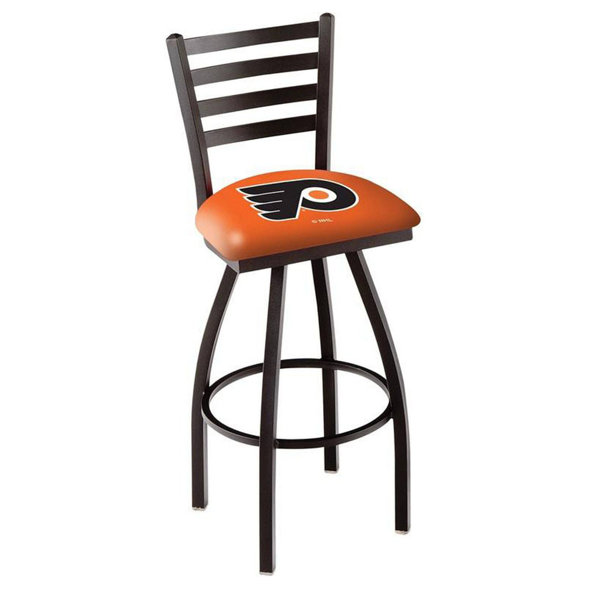 Black Swivel Bar Stool with Ladder Style Back U4293