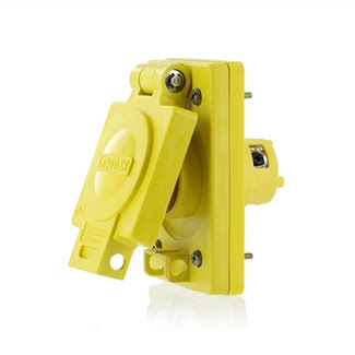 Yellow Single Inlet with Cover, 15 Amp 125 Volt O95073