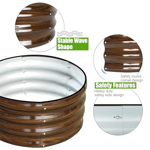 3 Pcs 2x2x1ft Round Galvanized Metal Raised Garden Bed A74348