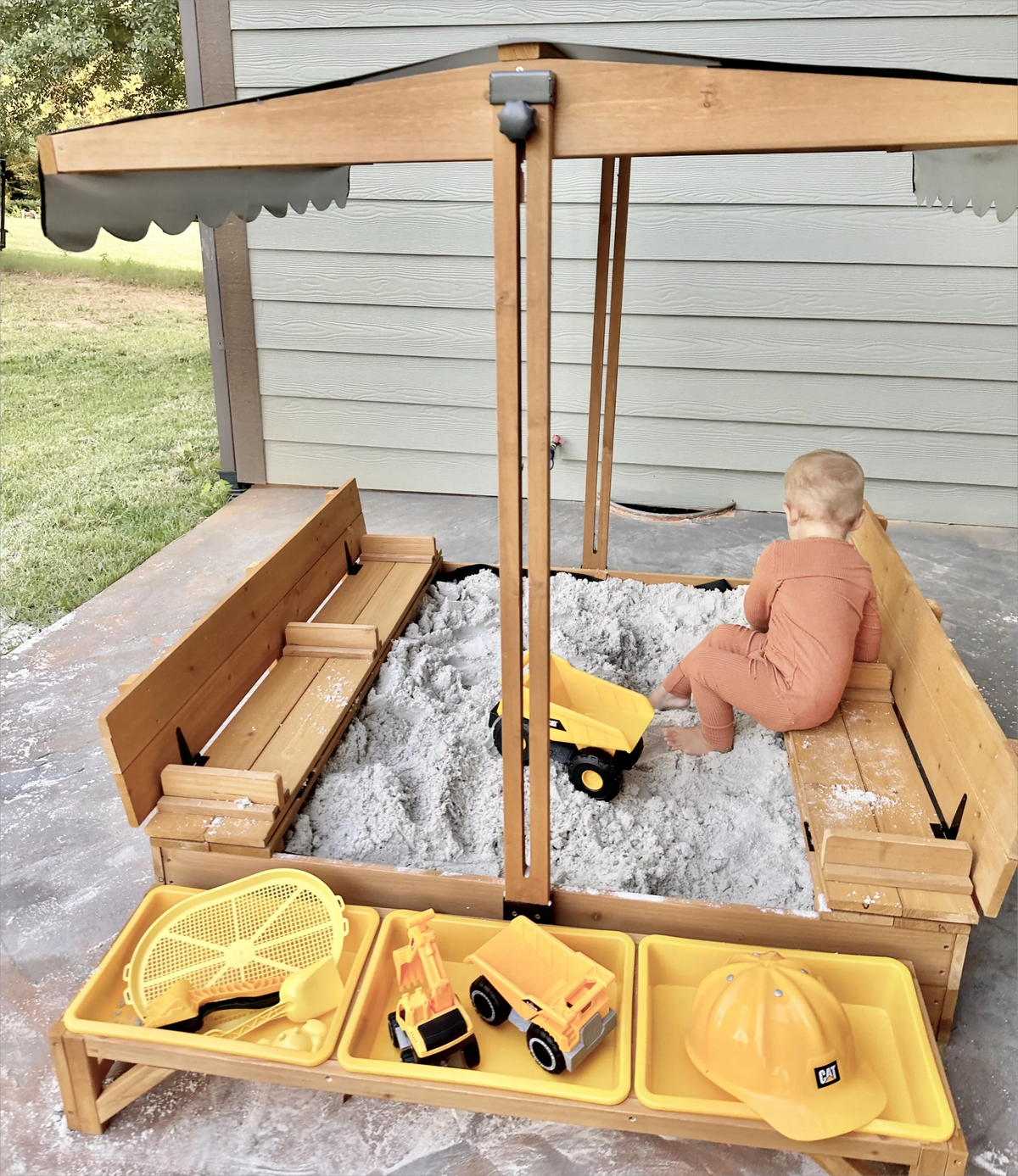 47'' Wooden Sandbox with Lid and Bench K6043