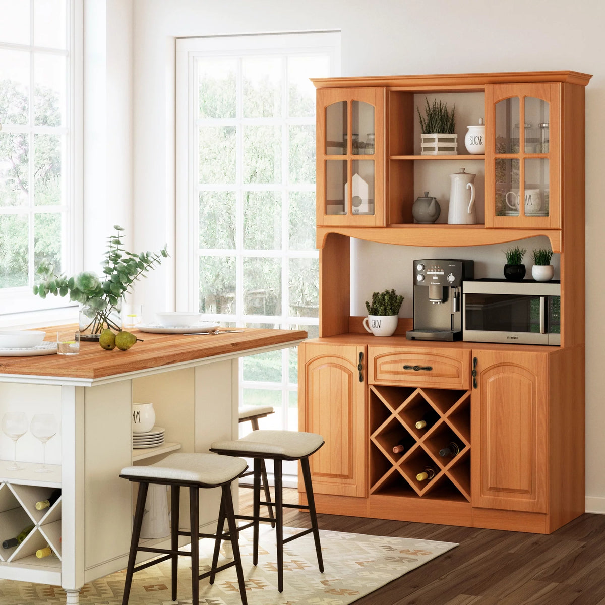 73 in. Brown MDF Pantry Kitchen Storage Cabinet B6124