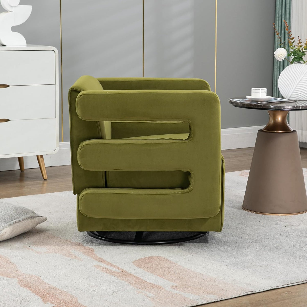Olive Upholstered Swivel Accent Chair Z174316
