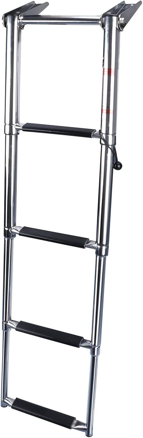 Folding 4 Step Stainless Steel Telescoping Boat Ladder Pack of 2 B9882