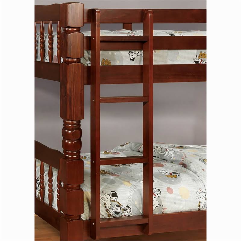 Twin Over Twin Wood Bunk Bed in Cherry P4009