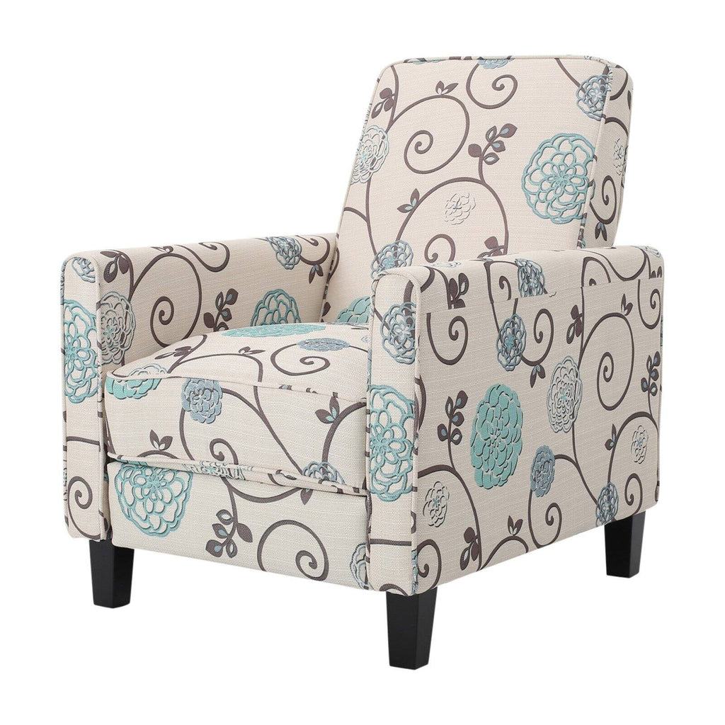 White and Blue Fabric Recliner Z45221
