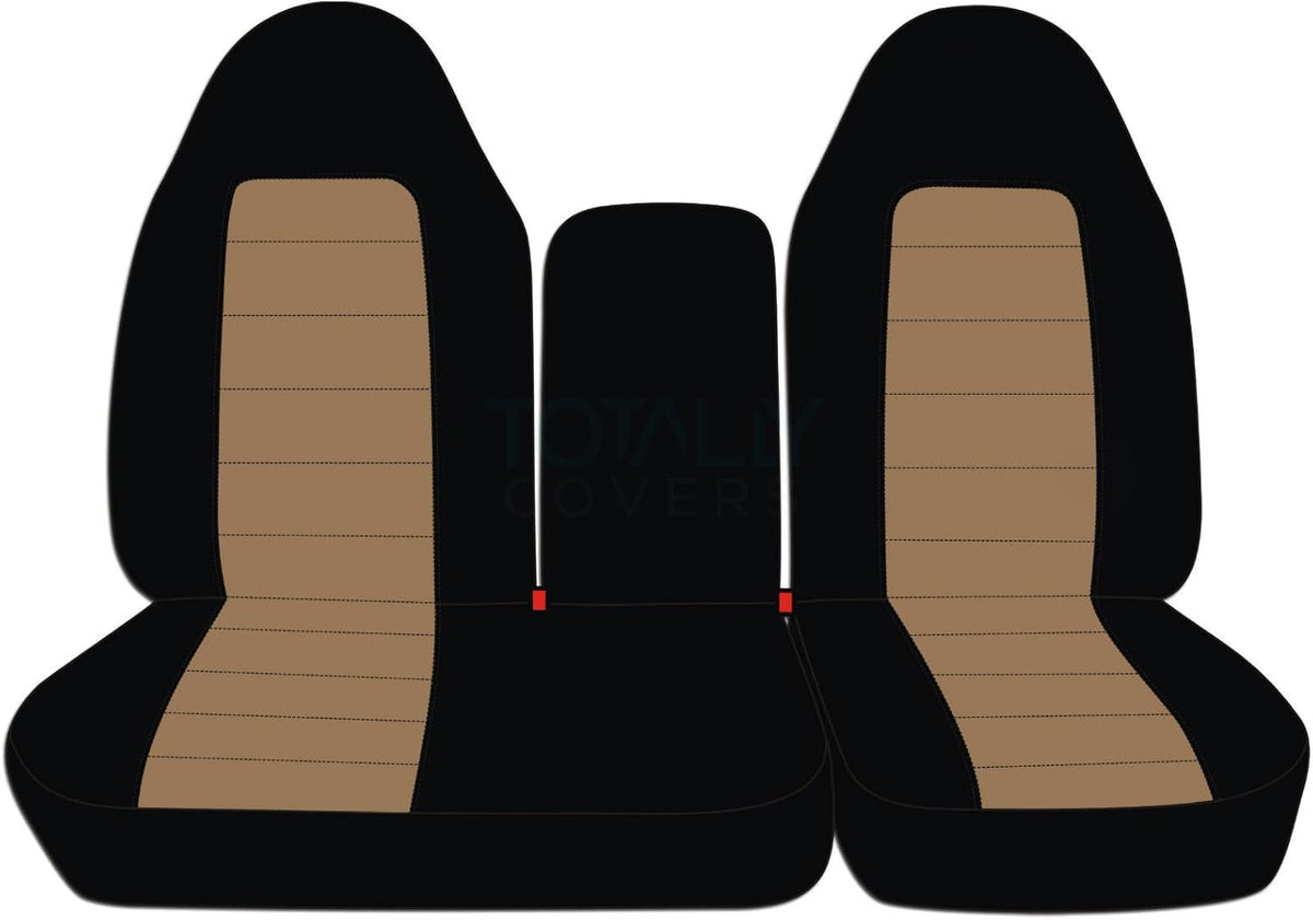 Black & Charcoal Two-Tone Front 40/60 Split Bench Truck Seat Covers S5138