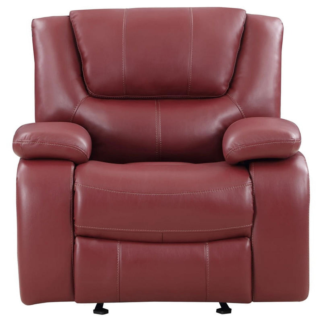 Red Faux Leather Upholstered Glider Recliner E494357