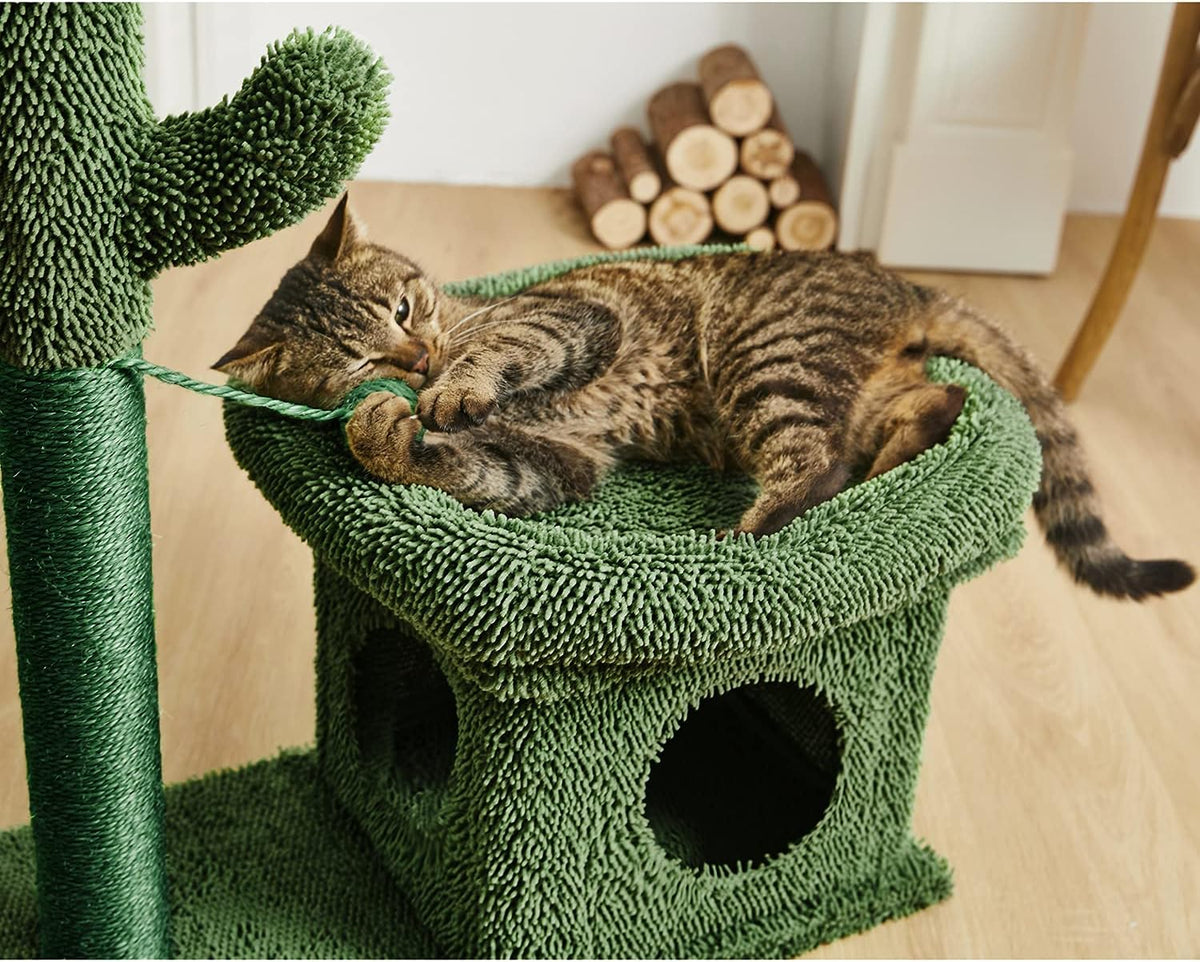 Green Cat Scratching Post Kitty Condo with Dangling Ball U27459