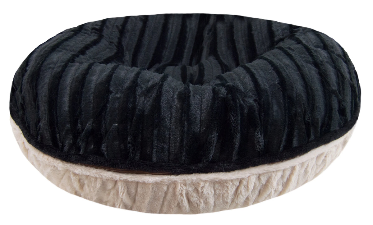 Black Extra Plush Faux Fur Bagel Pet Bed F198
