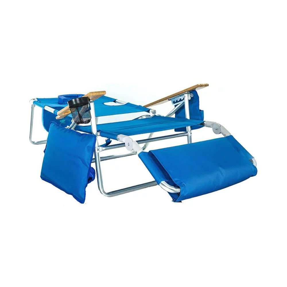 Blue Padded Outdoor Lounge Reclining Beach Chair 2 Pack B466944