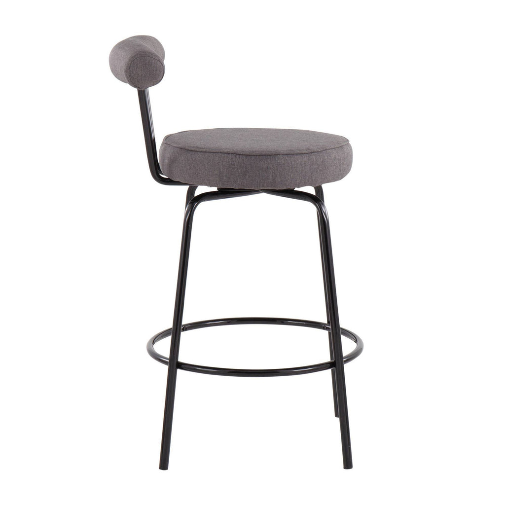 Black Steel Charcoal Fabric Counter Stool, Set of 2 C709209