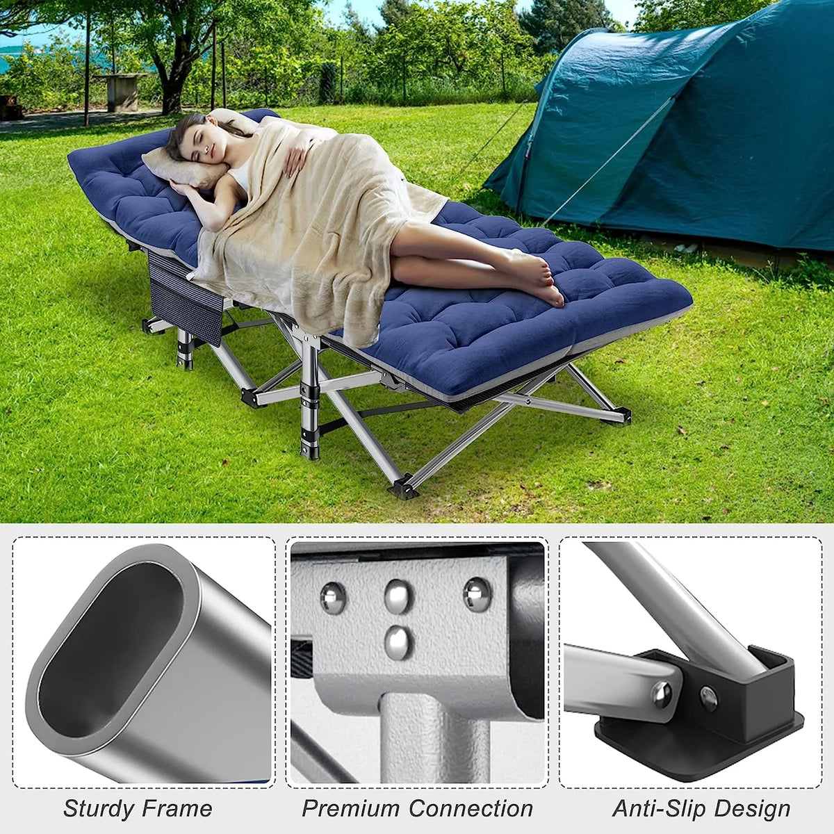 Heavy Duty Folding Camping Cot with Carry Bag L3197
