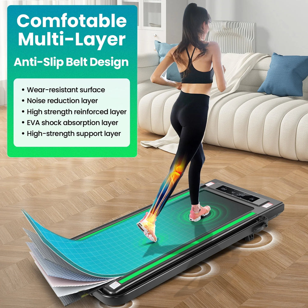 4 in 1 Under Desk Treadmill 2.5HP 300 lbs Capacity Black Green X401