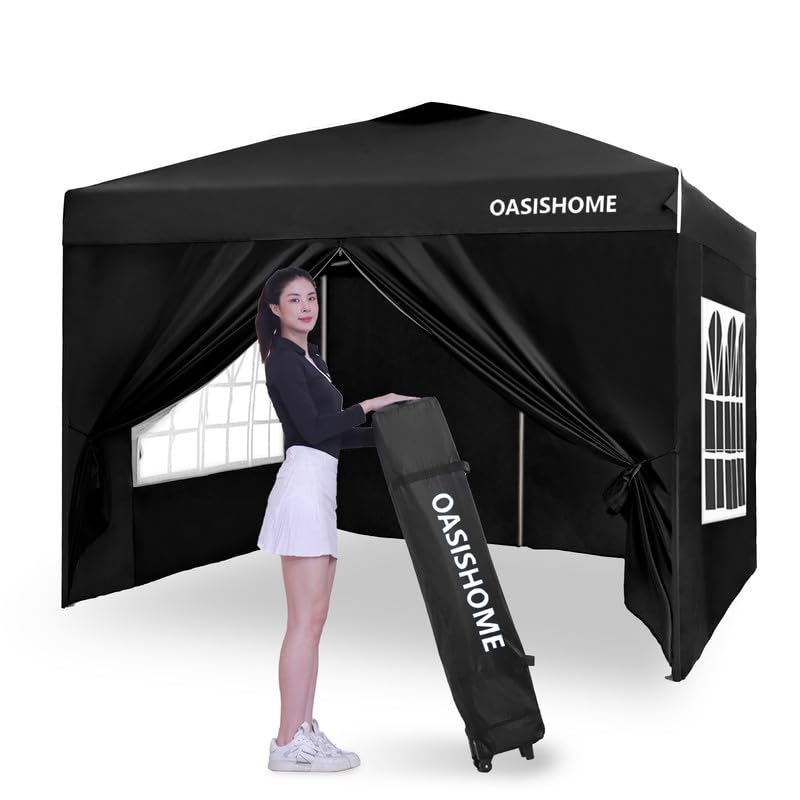 10'x10' Black Portable Canopy Tent with 4 Sidewalls F3194