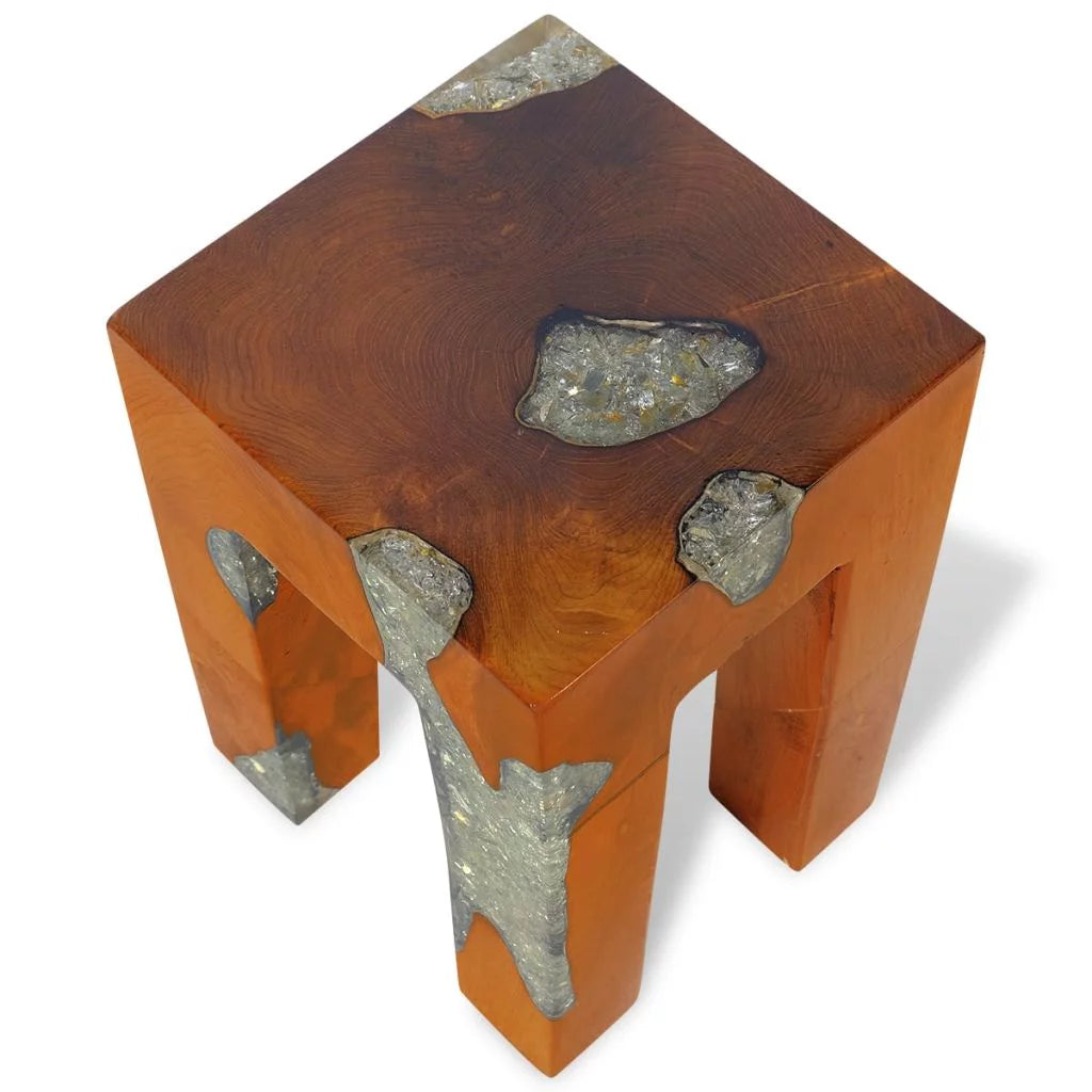 Teak Wood and Resin Stool D62198