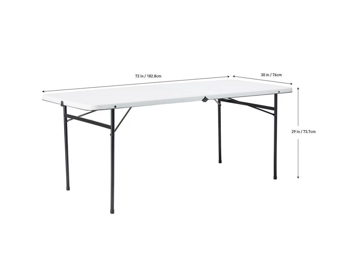 6 Foot Bi-Fold Plastic Folding Table White N880