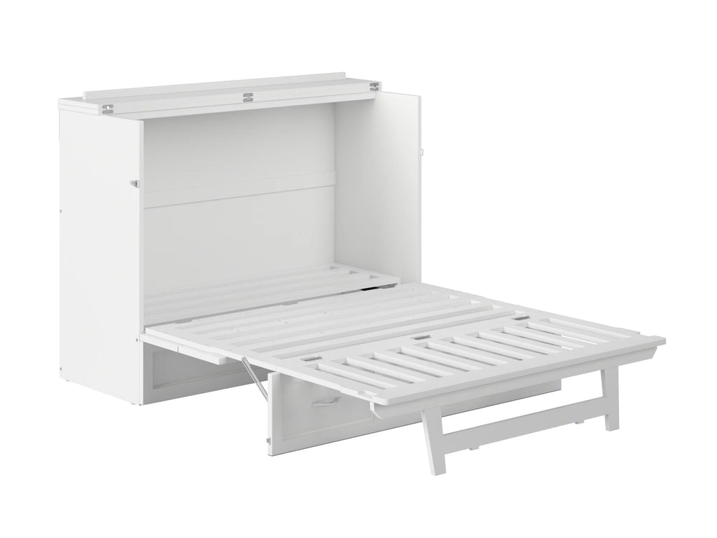 White Solid Wood Murphy Bed Chest with Mattress Q71419