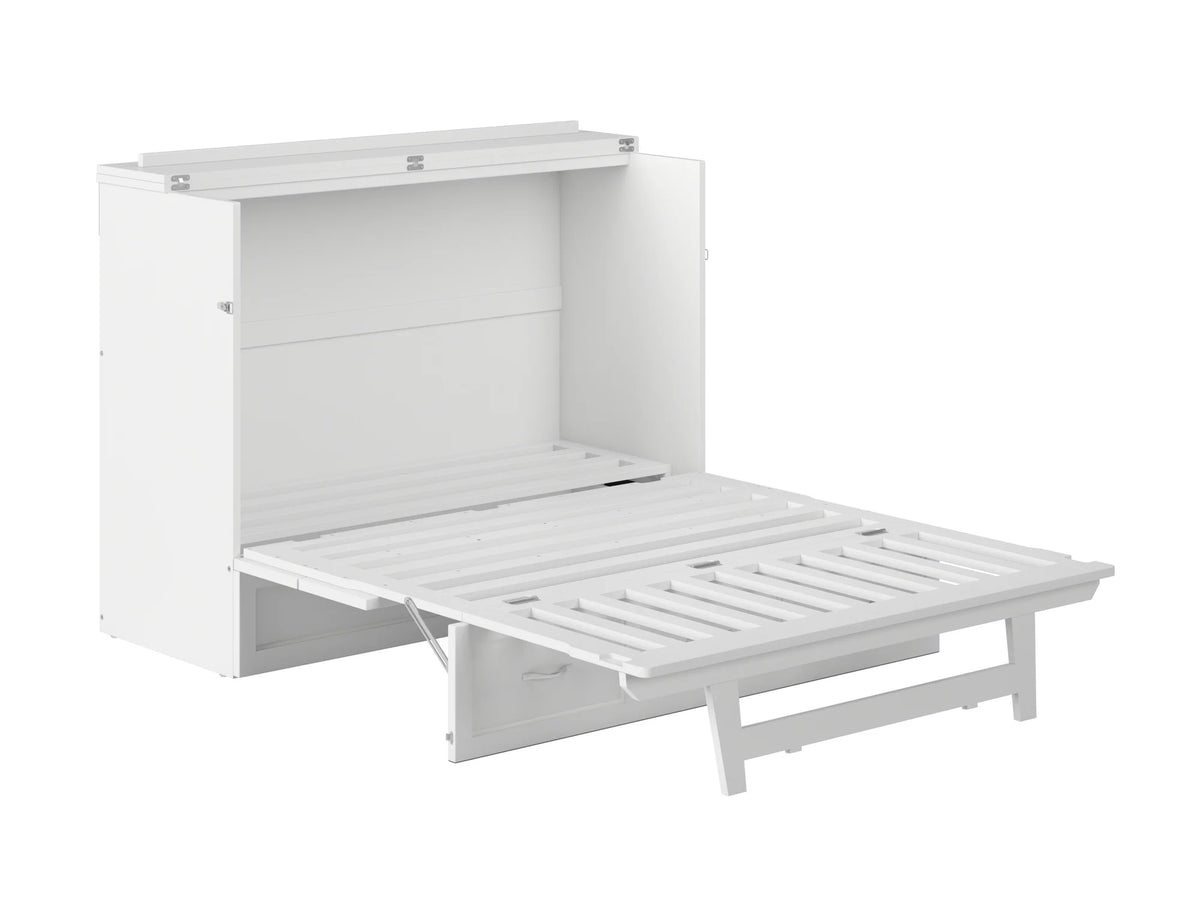 White Solid Wood Murphy Bed Chest with Mattress Q71419