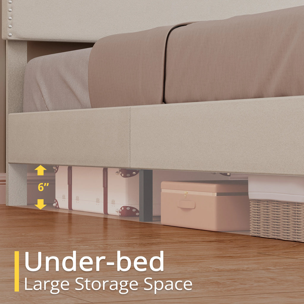 Upholstered Twin Bed Frame with Adjustable Headboard B23062