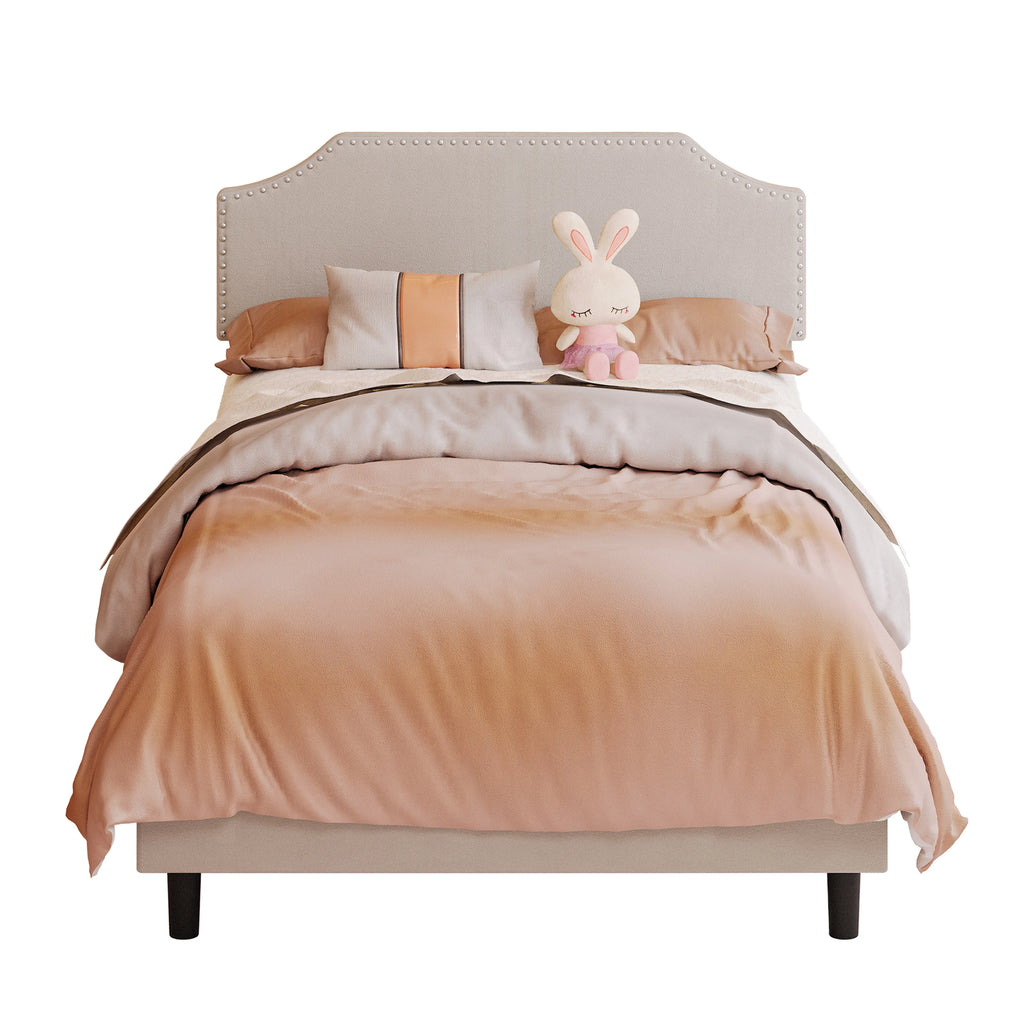 Upholstered Twin Bed Frame with Adjustable Headboard B23062