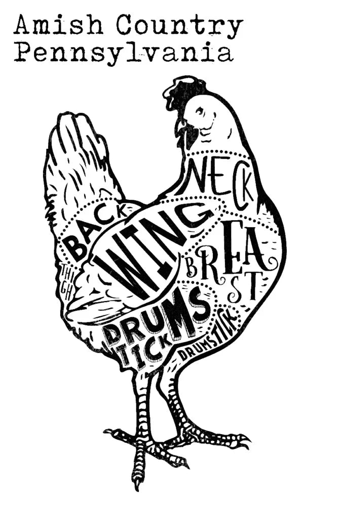 Black Chicken on White Press 36x54 Giclee Art Print N19654