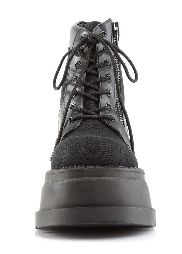 Black Canvas-Vegan Leather Stomp-10 Boots C8874