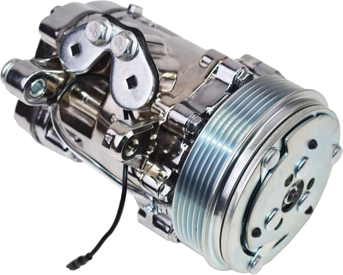 A/C Compressor Sanden SD-7 Type 6-Groove Serpentine Aluminum Housing I6370