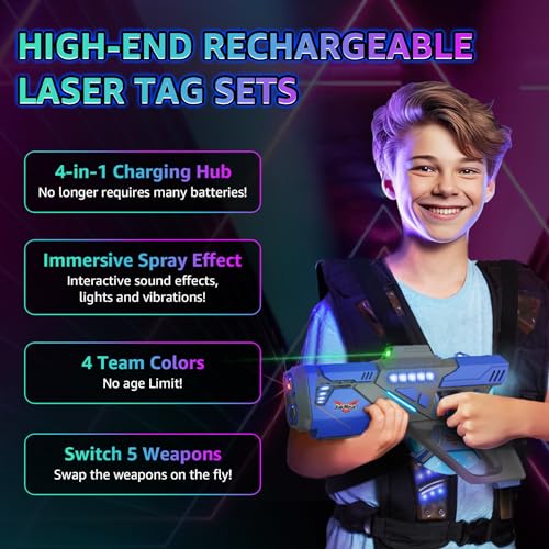 Rechargeable Laser Tag Set with Vests Set of 4 N4915