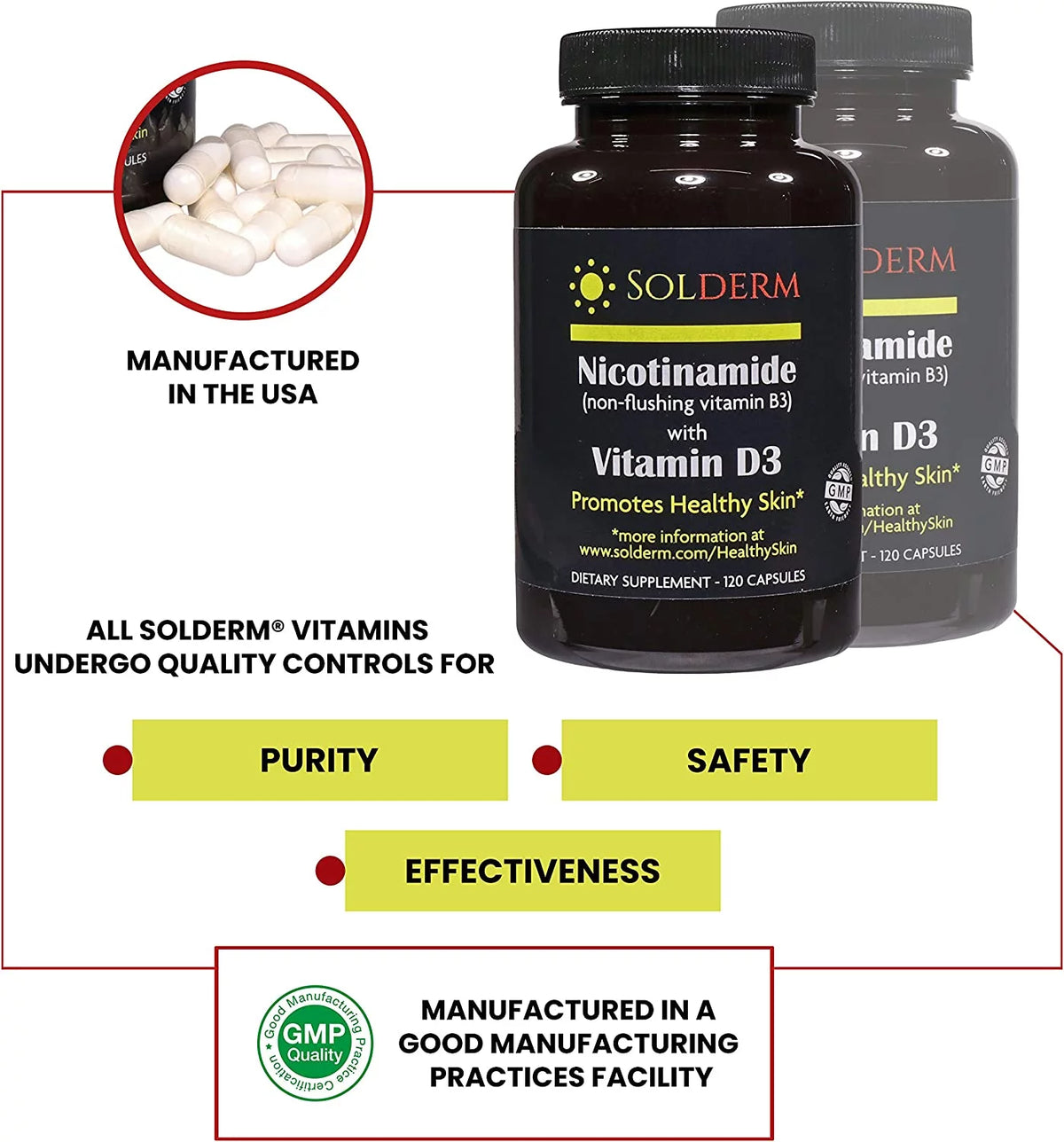 Nicotinamide with Vitamin D3 & B3 120 Capsules X2240