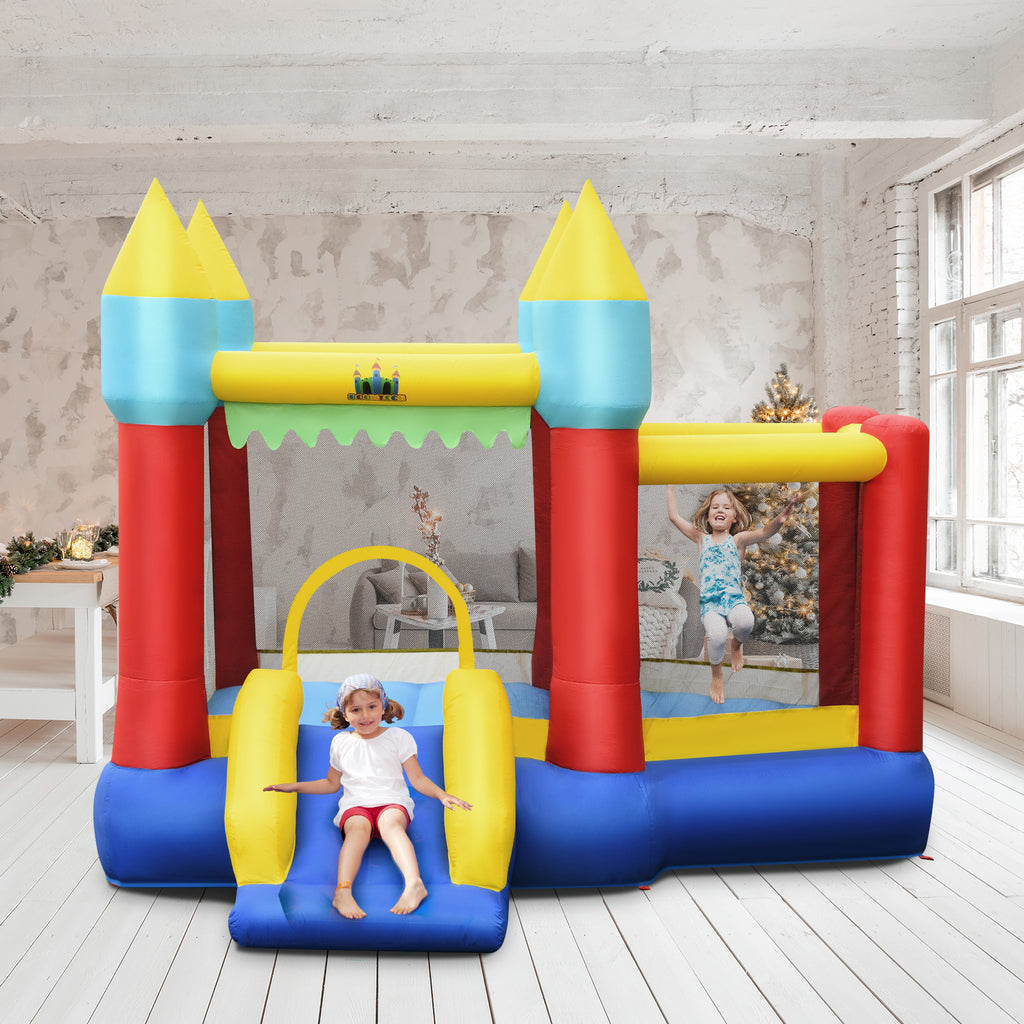 Inflatable Bounce House Slide with Tunnels Ball Pit and 480W Blower A235704