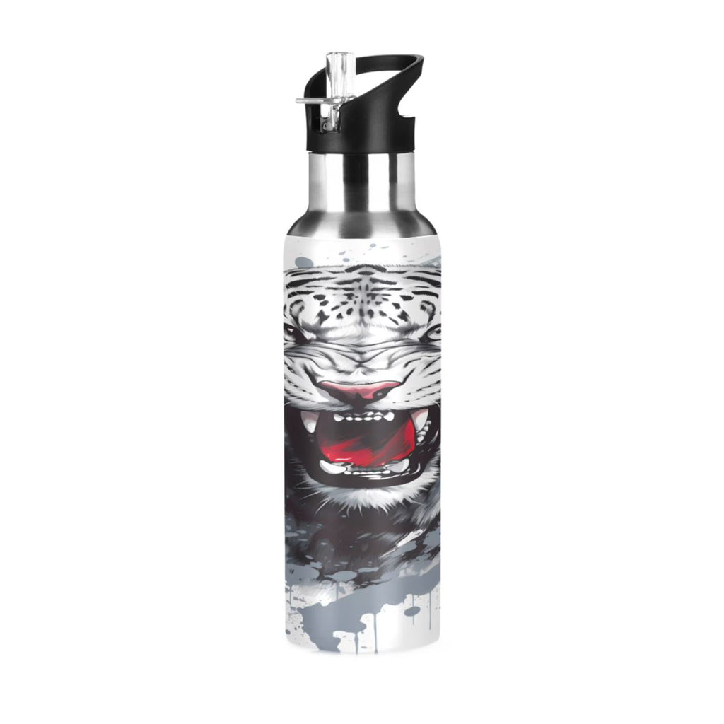 Black and White Stainless Steel Insulated Water Bottle with Straw Lid U3323