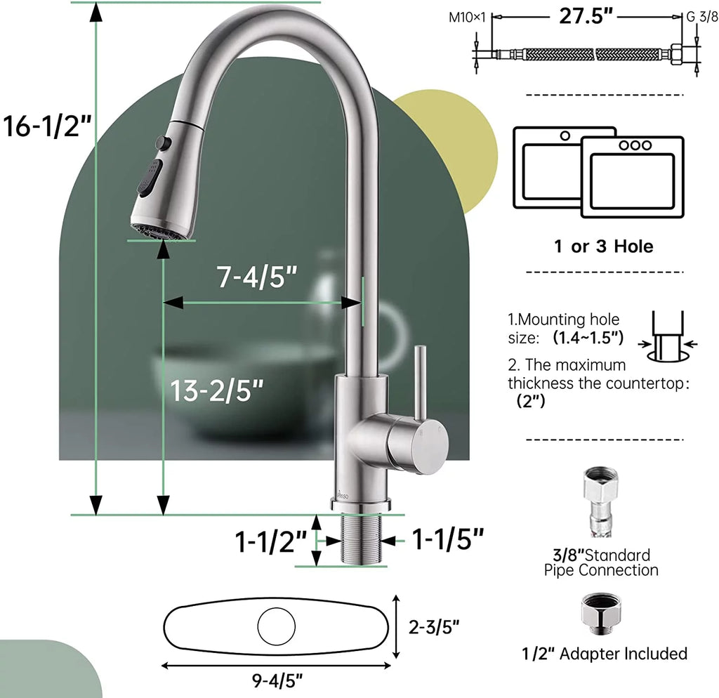 Brushed Nickel Pull Down Kitchen Faucet A127077