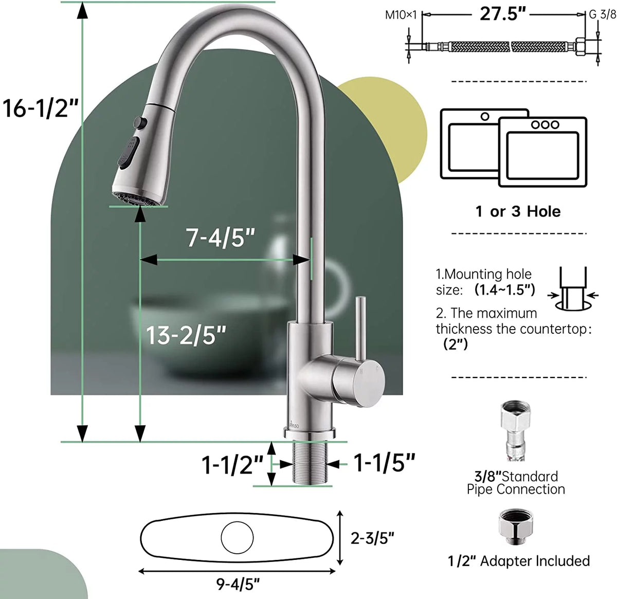 Brushed Nickel Pull Down Kitchen Faucet A127077