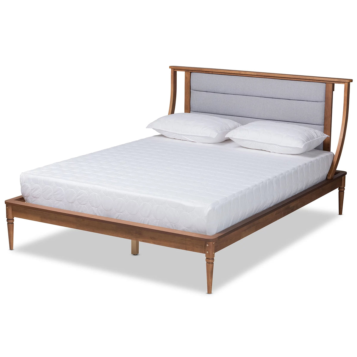 Light Grey Fabric Upholstered Queen Size Platform Bed N55650