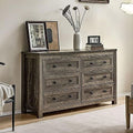 6 Drawer Wood Dresser Dark Oak B6701