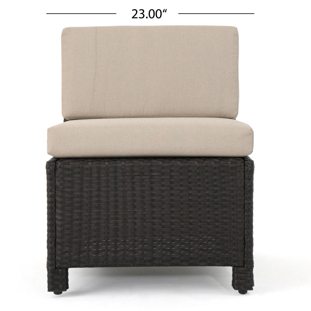 Brown and Beige Wicker L-Shaped Sectional Sofa Set T7661