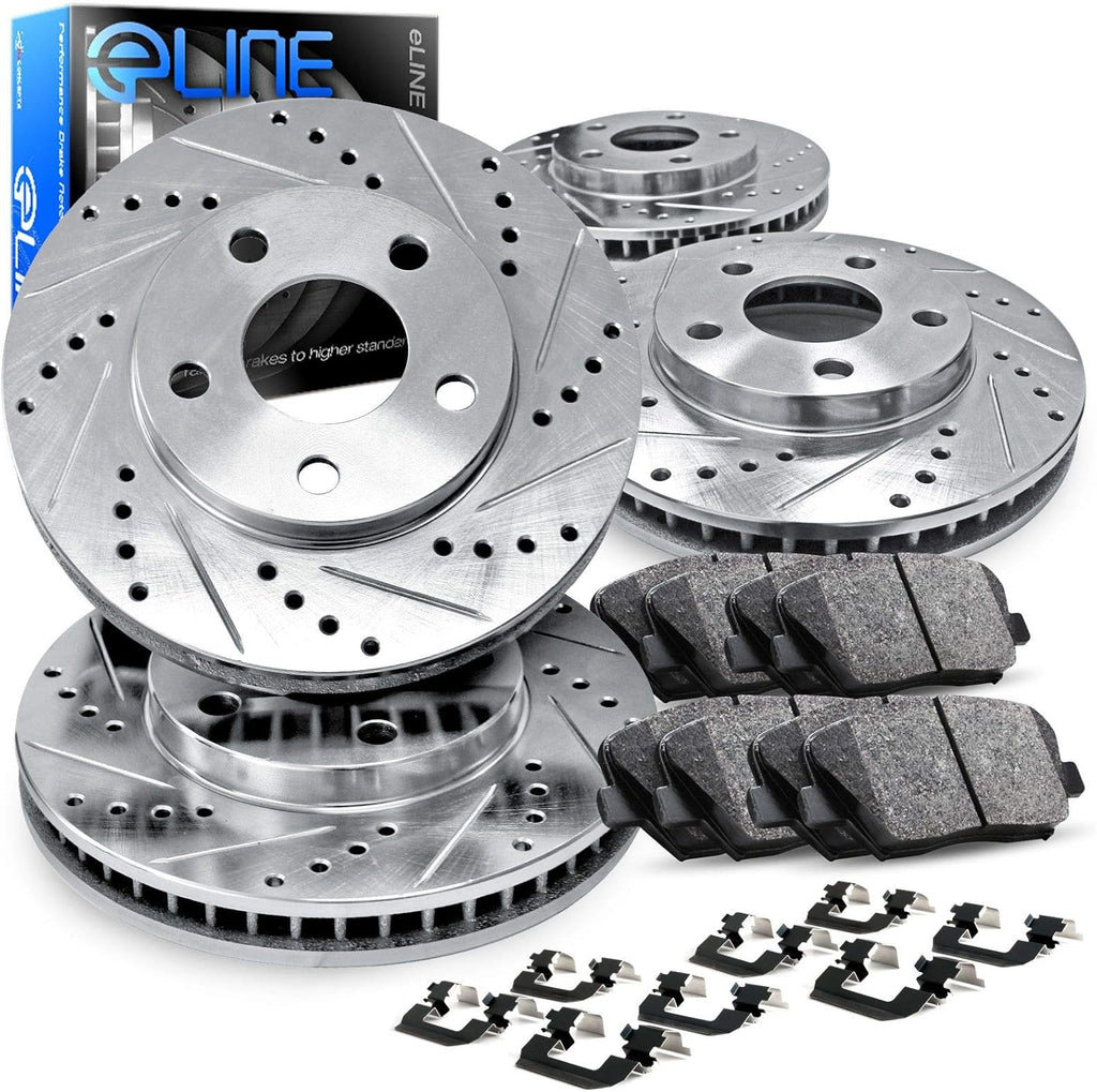 Drilled and Slotted Brake Rotors and Pads with Hardware Kit E645330